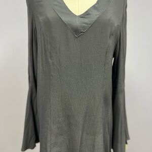 Elegant Slate V-Neck Blouse